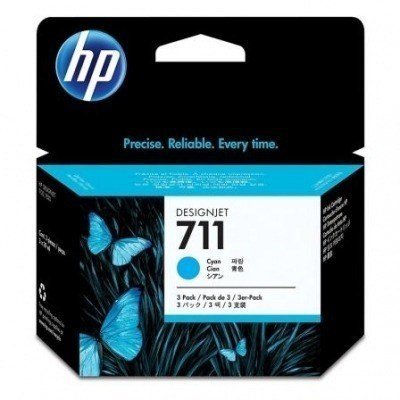 HP 711 Cyan Pack de 3 Cartuchos de Tinta Originales - CZ134A