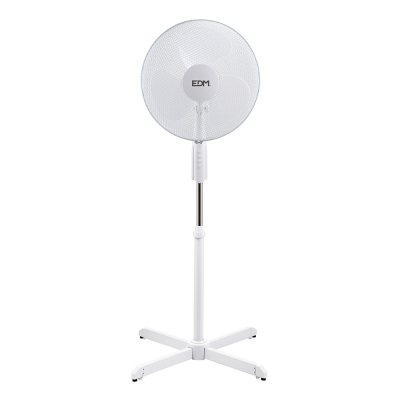 Ventilador de pie, blanco, potencia 50 w, aspas ø40 cm, altura regulable 110-130 cm