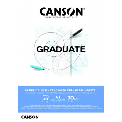 Canson Graduate Vegetal Bloc Encolado de 40 Hojas A3 - 75g - Color Blanco