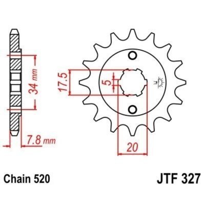 Piñón JT SPROCKETS acero estándar 327 - Paso 520 JTF327.12