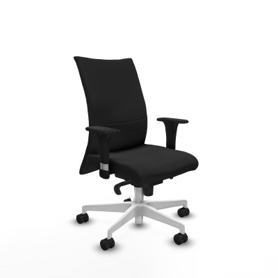 Albacete confidente sincro similpiel negro brazos 1D base blanca ruedas 65 mm nailon