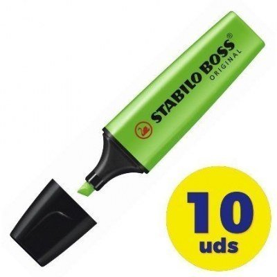 Caja de Marcadores Fluorescentes Stabilo Boss Original/ 10 unidades/ Verdes
