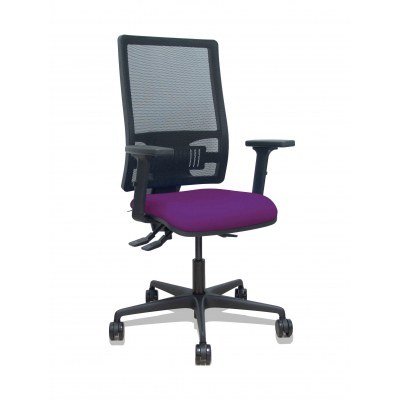 Silla Bormate asincro malla negra asiento bali morado brazos 2D ruedas 65mm