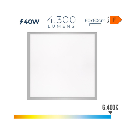Panel led 40 w 6400 k 4300 lm luz fria 59,5 x 59,5 x 3,5 cm