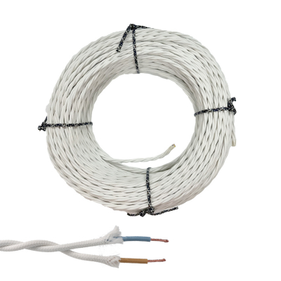 Cable paralelo textil trenzado h05v-k 2 x 1,00 mm² blanco euro/m