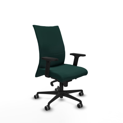 Albacete confidente sincro similpiel verde botella brazos 2D base nailon ruedas 65mm engomadas