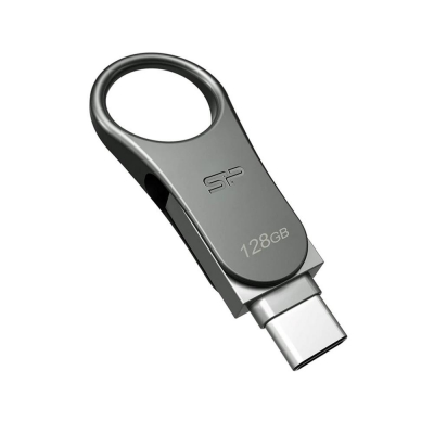 Memoria usb 3.2 - usb tipo c silicon power c80 128gb dual metalico
