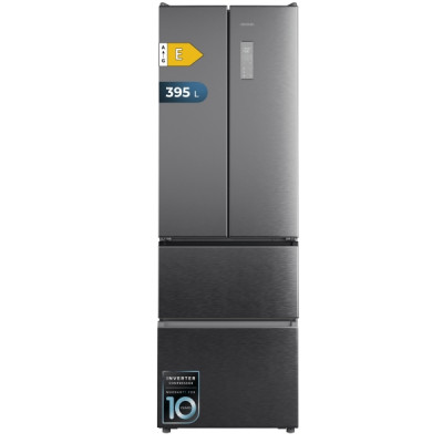 Cecotec Bolero CoolMarket Combi F2D 395 Inox E Frigorifico Puerta Francesa de 4 Puertas - Capacidad 395L - Compresor Inverter - Frio Envolvente - Clase E - 185x59.5x68cm - Color Gris Oscuro