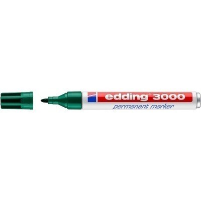 Edding 3000 Rotulador permanente - Punta redonda de 1.5mm - Trazo entre 1.5mm y 3.0mm - Recargable - Secado Instantaneo - Color Verde