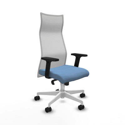 Albacete malla sincro malla blanca bali azul cielo brazos 2D base blanca ruedas 65 mm nailon
