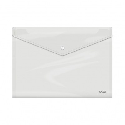 Dohe Sobre con Cierre de Broche - Tamaño Folio Plus Apaisado - Polipropileno Cristal Transparente 150 Micras - Color Transparente