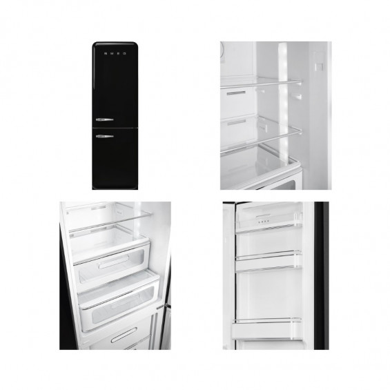 Frigorífico combi Smeg FAB32LBL6, 196.8 x 60.1 x 72.8 cm, Total No Frost, clase C, 158 kWh/año, 35 dB, 331 litros, LifePlus 0°C, negro - imagen 7