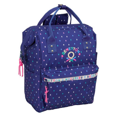Safta Benetton Drop Mochila para Portatil hasta 13 - Bolsillo con Cremallera - Asas Superiores - Hombreras Ergonomicas - Compartimento Acolchado - 270x190x400mm - Color Azul Oscuro