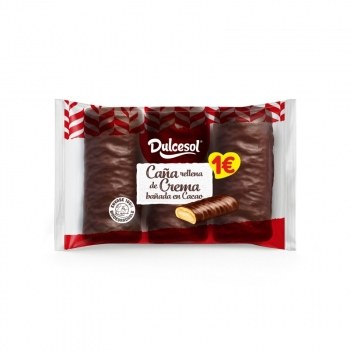 Dulcesol Caña Cacao Rellena de Crema Pack 3 Unidades 153Grs