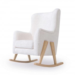 Sillón lactancia con patas madera en borreguillo blanco · Glam SL119TB-211N