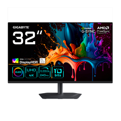 MONITOR GIGABYTE 32 MO32U2,3840X2160 (OLED UHD),0.18PP,1000:0,03MS,165HZ,2HDMI+1DP+3USB3.2+USB TYPE C,ALTAVOCES
