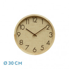 Reloj De Pared Grenoble Haya/rafia Natural 30x30x4cm Mov. Continuo