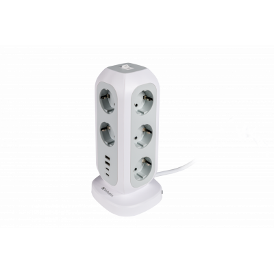 Verbatim UE EUPT-01 Torre de Alimentación Multienchufe con 11 tomas CA, 2 USB-C y 2 USB-A