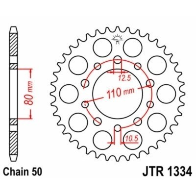 Corona JT SPROCKETS acero estándar 1334 - Paso 530 JTR1334.43