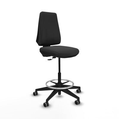 Taburete Elche CP similpiel gris oscuro base piramidal ruedas 65mm engomadas