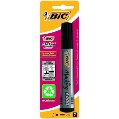 Bic Marking 2000 Ecolutions Rotulador Permanente - Punta de 4.95 mm - Tinta con Base de Alcohol - Ecologico - Secado Rapido - Color Negro
