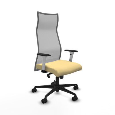 Albacete malla sincro malla gris similpiel crema brazos blancos base nailon ruedas 65 mm nailon