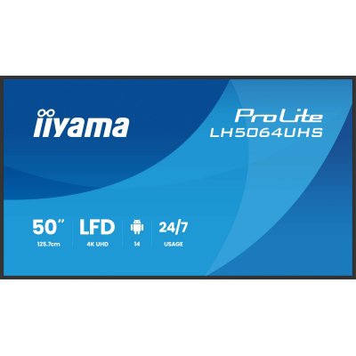 LH6564UHS-B1AG pantalla de señalización Pantalla plana para señalización digital 165,1 cm (65) Wifi 500 cd / m² 4K Ultra HD Negro Android 24/7