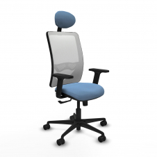 Piqueras y Crespo Zulema sincro malla blanca bali azul cielo brazos 2D base nailon cabecero fijo ruedas 65mm nailon