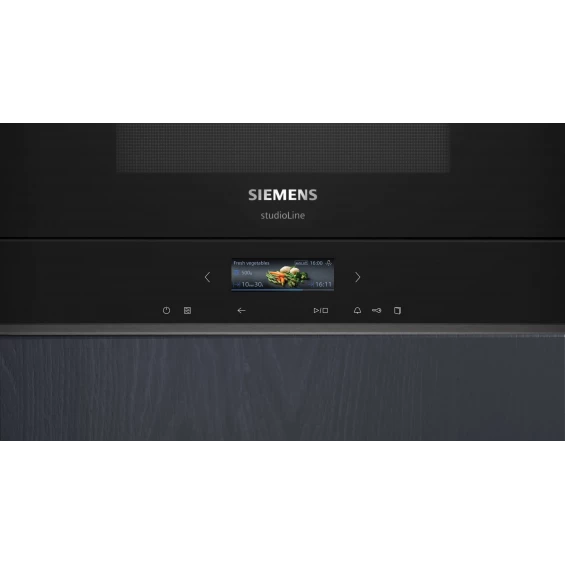 Microondas integrable Siemens BF722L1B1 iQ700, 21 litros, 900 W Inverter, TFT táctil, 7 programas automáticos, humidClean, apertura lateral, negro - imagen 4