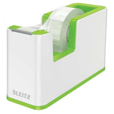 Leitz WOW Dispensador de Cinta Adhesiva - Para Rollos de hasta 19mm x 33m - Incluye Cinta Autoadhesiva Escribible - Color Blanco/Verde
