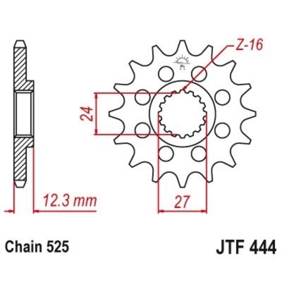 Piñón JT 444 de acero con 16 dientes JTF444.16