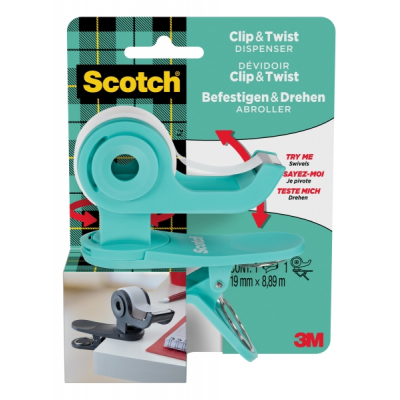 Scotch Dispensador de Cinta Adhesiva - para Cintas de hasta 19mm x 8.89m - Incluye Cinta Adhesiva - Color Turquesa