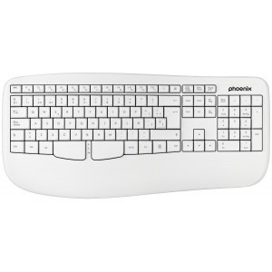 Teclado Phoenix K201 ergonómico inalámbrico blanco