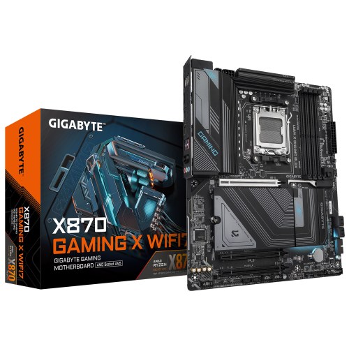 GIGABYTE Placa Base X870 GAMING X WIFI7 - Compatible con CPUs AMD Ryzen 9000, 16+2+2 fases VRM, hasta 8000MHz DDR5 (OC), 1xPCIe 5.0 + 3xM.2, Wi-Fi 7, LAN 2.5GbE, USB 3.2 Gen 2x2