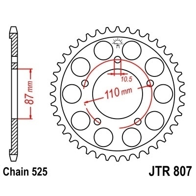 Corona templada por inducción con acabado cincado negro JT SPROCKETS JTR807.48ZBK