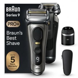 Afeitadora eléctrica Braun Series 9 Pro+ 9565CC, Wet&Dry, 6 en 1, autonomía 60 min, batería lítio, precisión, comodidad, apurado, plata