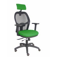 Piqueras y Crespo Silla Jorquera traslack malla negra asiento bali verde brazos 3D cabecero regulable
