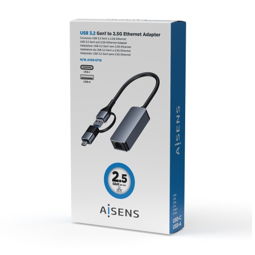 Aisens - Conversor Usb3.2 Gen1 Usb-A+Usb-C A Ethernet 2.5G 10/100/1000
