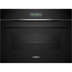 Horno compacto Siemens CB774G1B1 iQ700, 60 x 45 cm, pirólisis, humidClean, TFT táctil, cookControl Plus, Home Connect, clase A+, negro