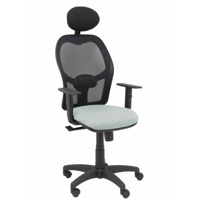 Silla Alocén malla negra asiento bali gris claro brazos regulables cabecero fijo