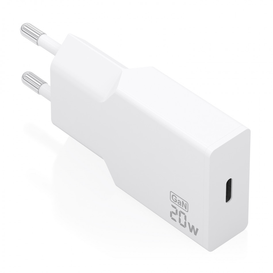 AISENS - CARGADOR ULTRA DELGADO GaN 20W, 1xUSB-C PD3.0, BLANCO