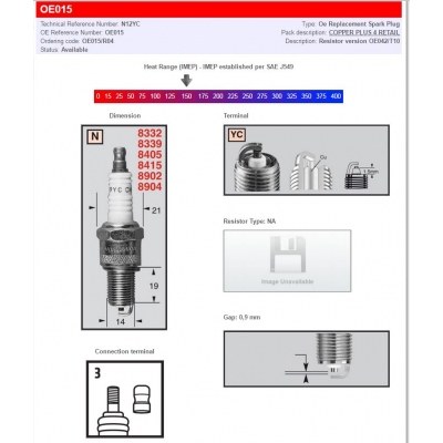 Bujías Champion / Tipos estándar y con resistencia CHAMPION OE015/R04