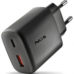 Cargador GaN ultrarápido NGS 45W USB-C + USB-A