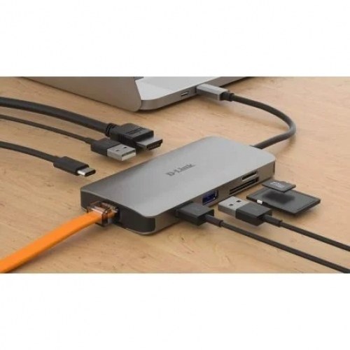 Docking USB Tipo-C D-Link DUB-M810/ 3 Puertos USB 3.0/ 1 Thunderbolt/ 1 HDMI/ 1 RJ45/ Gris