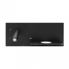 Aplique 2+8w 4000k Velazquez Izqdo Negro Usb+qi 130lm Doble Encendido 14x35x14 Cm