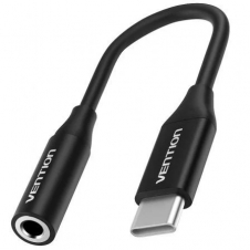 Adaptador Audio Vention BIHBA/ Jack 3.5 Macho - USB Tipo-C Macho/ 10cm/ Negro