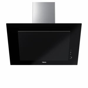 Campana decorativa de pared inclinada Teka DVT Pro 78660 TBS BK, vertical, perimetral, 70 cm, 698 m3/h, clase A+, 3 velocidades + intensiva, 74dB, Touch Control, FreshAir, ref. 112930041, cristal negro