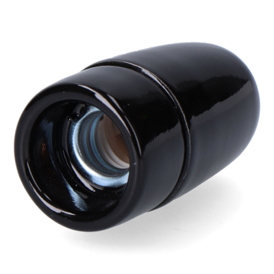 Portalámparas cerámico vintage e14, 60 w 250 v, negro, ø35 x 60 mm (retractilado)