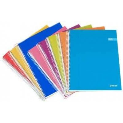 Ancor Classic Stripes Cuaderno Espiral Tamaño Folio Raya Horizontal - 80 Hojas 90gr - Tapa de Carton Plastificado - Colores Surtidos