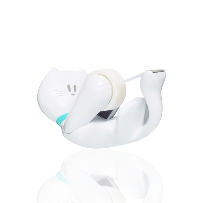 Scotch Magic Dispensador de Cinta Adhesiva - Forma de Gato - Incluye 1 Rollo de 19mm x 8.89m - Color Blanco